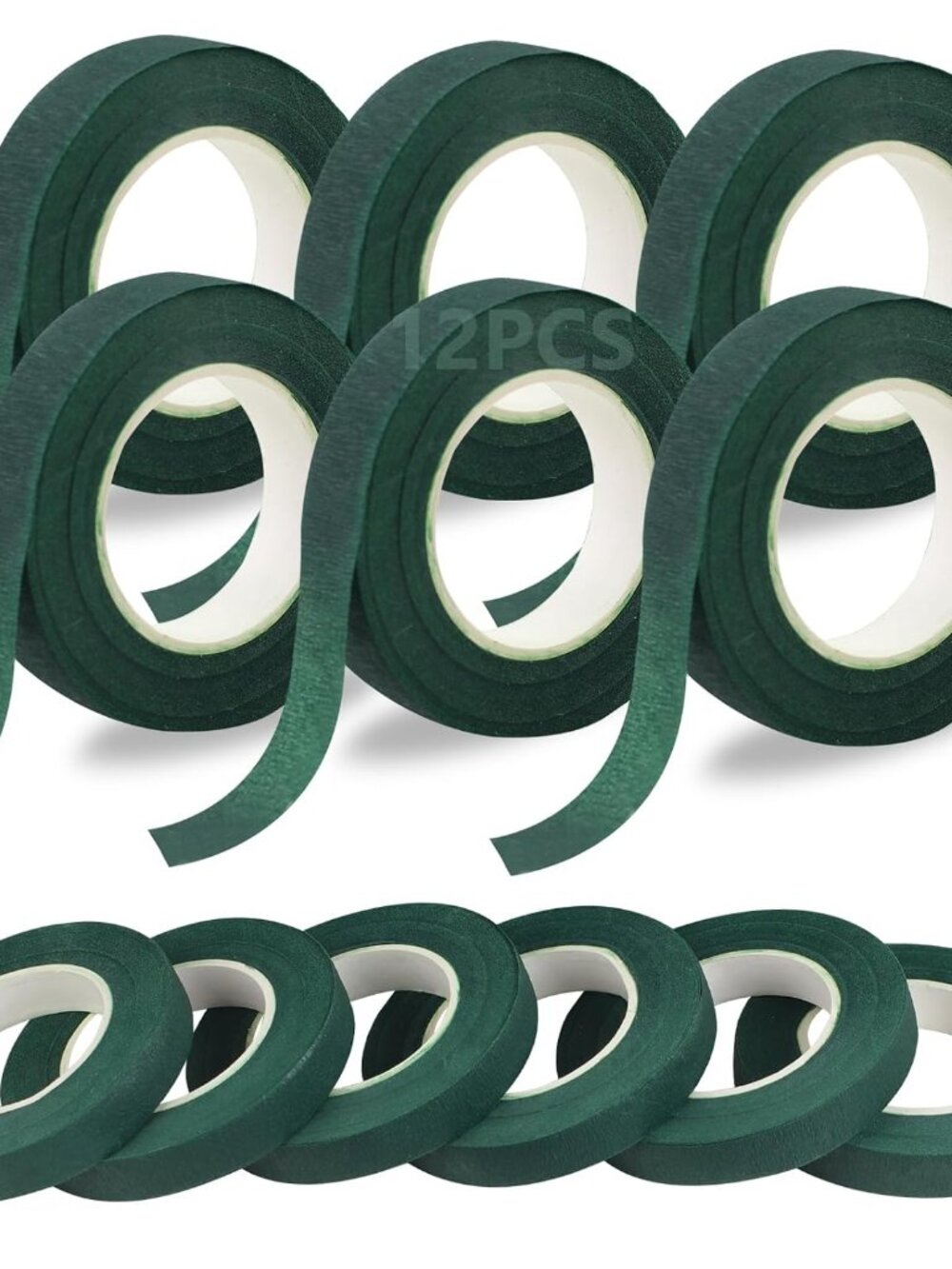 12 Rolls Floral Ribbon 1/2 Inch Dark Green Flower Ribbon, Floral Ribbons for Wra